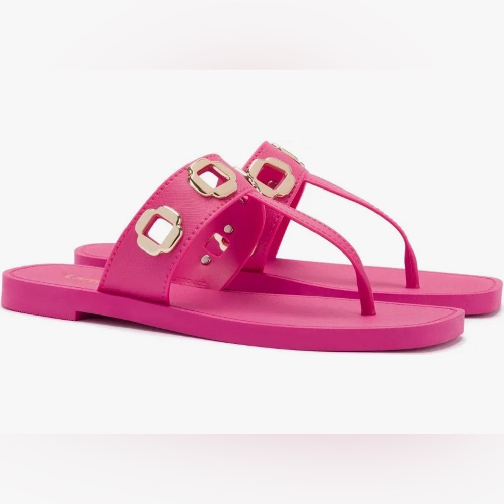 NWT Larroudé Milan Pink Jelly Thong Sandals